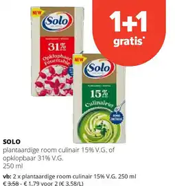 Spar SOLO plantaardige room culinair 15% V.G aanbieding