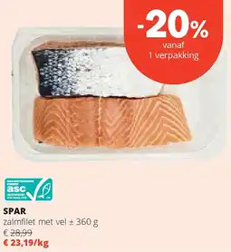 Spar SPAR zalmfilet met vel ± 360 g aanbieding