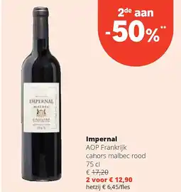 Spar Impernal AOP Frankrijk cahors malbec rood 75 cl aanbieding