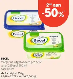 Spar BECEL margarine uitgezonderd pro activ vanaf 225 g aanbieding