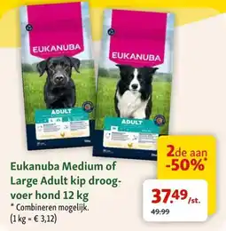 Maxi Zoo Eukanuba medium of large adult kip droog voer hond aanbieding