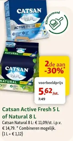 Maxi Zoo Catsan Active Fresh of Natural aanbieding
