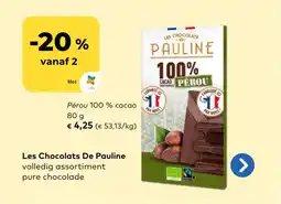 Bio Planet Les chocolats de pauline pérou 100 % cacao aanbieding