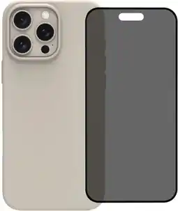 Coolblue BlueBuilt Back Cover iPhone 16 Pro Max Beige + Protège-écran avec Filtre de Confidentialité Verre aanbieding
