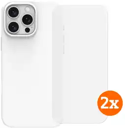 Coolblue BlueBuilt Back Cover iPhone 16 Pro Max Blanc + Protège-écran Verre Lot de 2 aanbieding