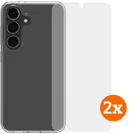 Coolblue BlueBuilt Protective Back Cover Samsung Galaxy S25 Transparent + Protège-écran Lot de 2 aanbieding