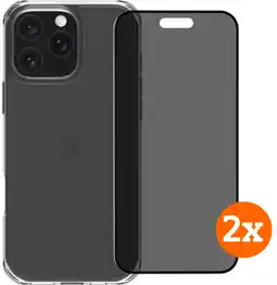 Coolblue BlueBuilt Protective Back Cover iPhone 16 Pro Max + Protège-écran de Confidentialité Lot de 2 aanbieding