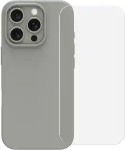 Coolblue BlueBuilt Back Cover iPhone 16 Pro Gris + Protège-écran Verre aanbieding