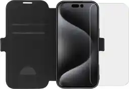 Coolblue BlueBuilt Apple iPhone 16 Pro Book Case Cuir Noir + Protège-écran Verre aanbieding