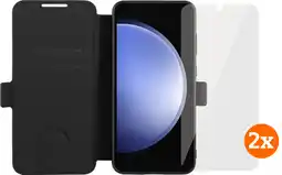 Coolblue BlueBuilt Book Case Samsung Galaxy S24 FE Cuir Noir + Protège-écran Noir Lot de 2 aanbieding
