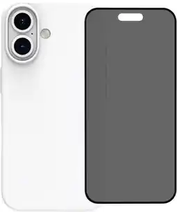 Coolblue BlueBuilt Back Cover iPhone 16 Blanc + Protège-écran avec Filtre de Confidentialité Verre aanbieding