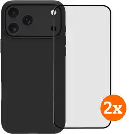 Coolblue BlueBuilt Back Cover iPhone 17 Pro Max Noir + Protège-écran Lot de 2 aanbieding