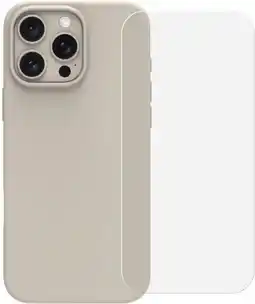 Coolblue BlueBuilt Back Cover iPhone 16 Pro Max Beige + Protège-écran Verre aanbieding
