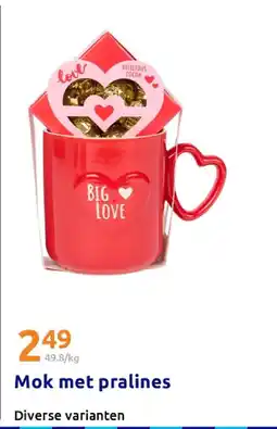 Action Mok met pralines aanbieding