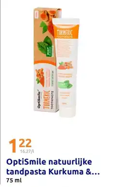Action OptiSmile natuurlijke tandpasta Kurkuma & Mint aanbieding