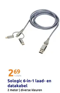 Action Sologic 6-in-1 laad- en datakabel aanbieding