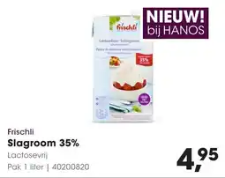 Hanos Frischli Slagroom 35% aanbieding