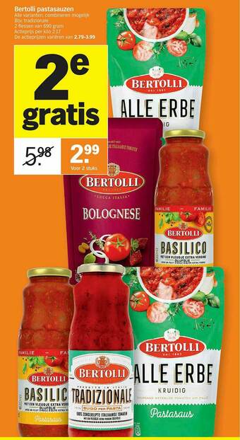 Albert Heijn Bertolli Pastasauzen aanbieding