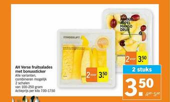 Albert Heijn Ah Verse Fruitsalades Met Bonussticker aanbieding