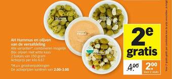 Albert Heijn Ah Hummus En Olijven Van De Versafdeling aanbieding