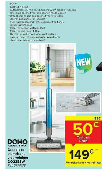 Carrefour Draadloze Elektrische Vloerreiniger aanbieding