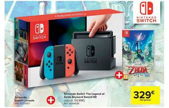 Carrefour Nintendo Switch Console, Nintendo Switch The Legend Of Zelda Skyward Sword Hd aanbieding