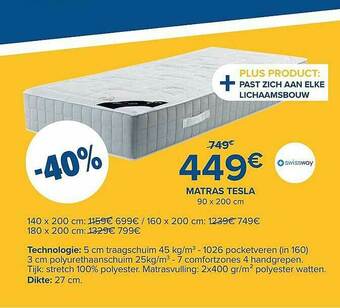 De Matrassenkoning Matras Tesla aanbieding