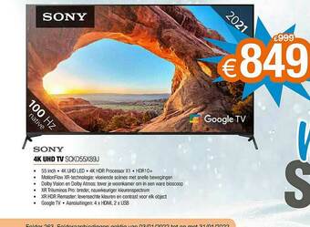 Expert Sony 4k Uhd Tv Sckd55x89j aanbieding