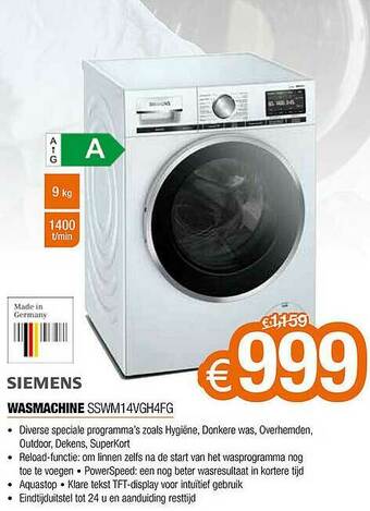 Expert Siemens Wasmachine Sswm14vgh4fg aanbieding