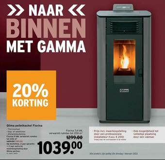 GAMMA Qlima Pelletkachel Fiorina aanbieding