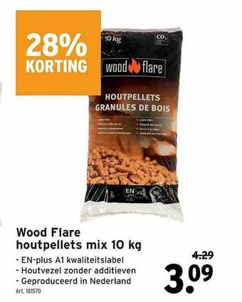 GAMMA Wood Flare Houtpellets Mix 10 Kg aanbieding