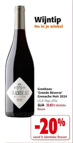Colruyt Granbeau Grande Réserve Grenache Noir 2024 I.G.P. Pays d'Oc aanbieding