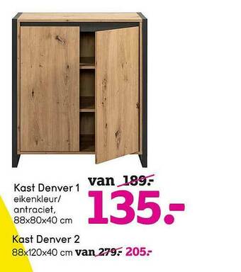 Leen Bakker Kast Denver 1, Kast Denver 2 aanbieding