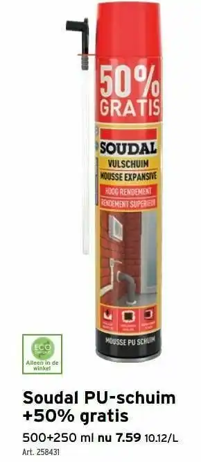 GAMMA Soudal pu-schuim +50% gratis aanbieding