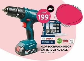 Brico Bosch klopboormachine op batterij 21 ac-case aanbieding