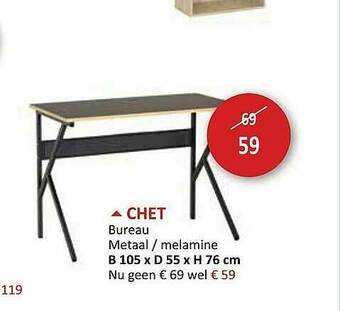 Weba Chet Bureau Metaal Melamine B 105 X D 55 X H 76 Cm aanbieding