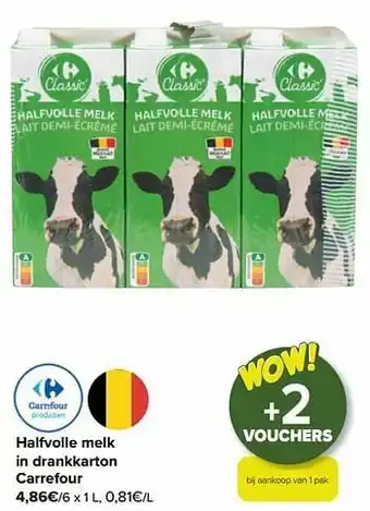 Carrefour Halfvolle melk in drankkarton carrefour aanbieding