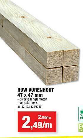 Hubo Ruw Vurenhout aanbieding