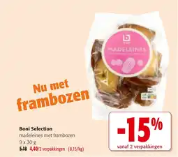 Colruyt Boni selection madeleines met frambozen aanbieding