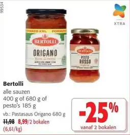 Colruyt Bertolli pastasaus origano aanbieding