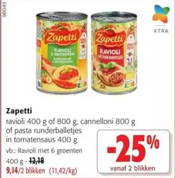 Colruyt Zapetti ravioli met 6 groenten aanbieding