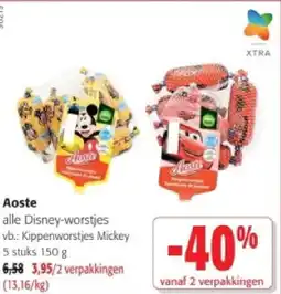 Colruyt Aoste Kippenworstjes Mickey 5 stuks 150 g aanbieding