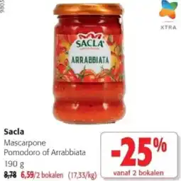 Colruyt Sacla Mascarpone Pomodoro of Arrabbiata 190 g aanbieding