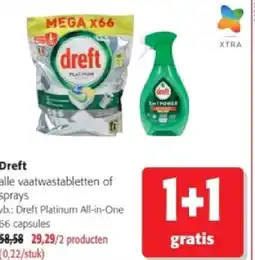 Colruyt Dreft alle vaatwastabletten of sprays aanbieding