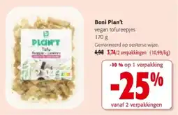 Colruyt Boni Plan't vegan tofureepjes 170 g aanbieding