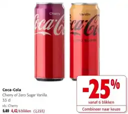 Colruyt Coca-Cola Cherry of Zero Sugar Vanilla 33 d aanbieding
