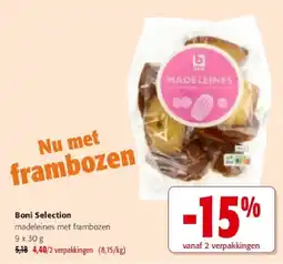 Colruyt Boni Selection madeleines met frambozen 9 x 30 g aanbieding