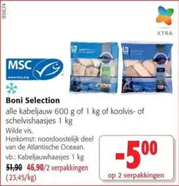 Colruyt Boni Selection alle kabeljauw of koolvis of schelvishaasjes aanbieding
