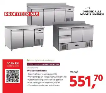 Select Cuisine RVS Koelwerkbank