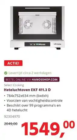 Hanos Select Cooking Heteluchtoven EKF 411.3 D aanbieding